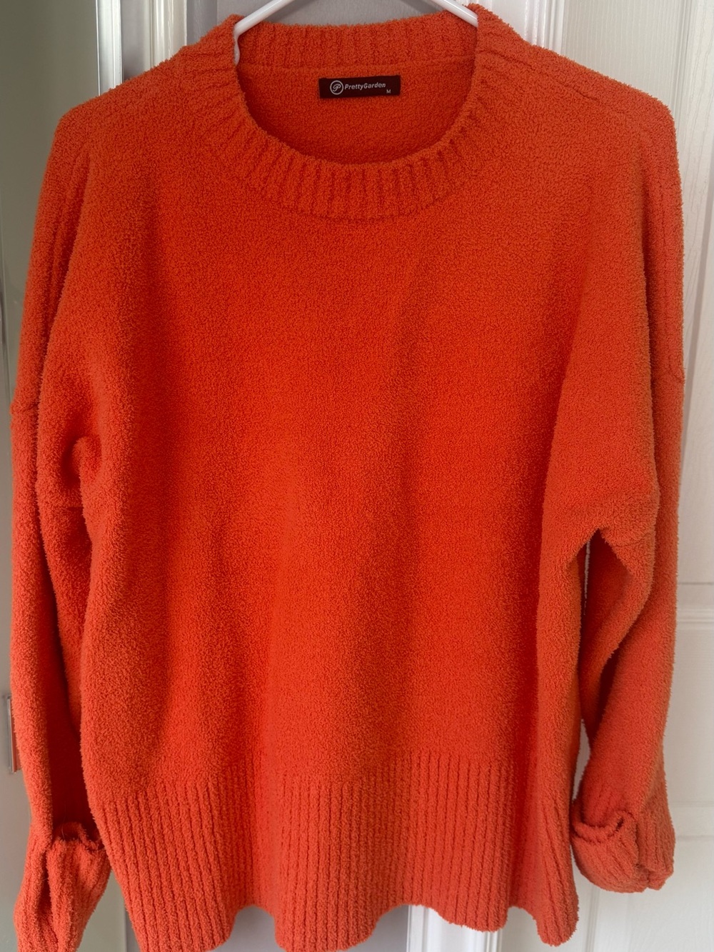 PrettyGardens Orange Crewneck Sweater for Women